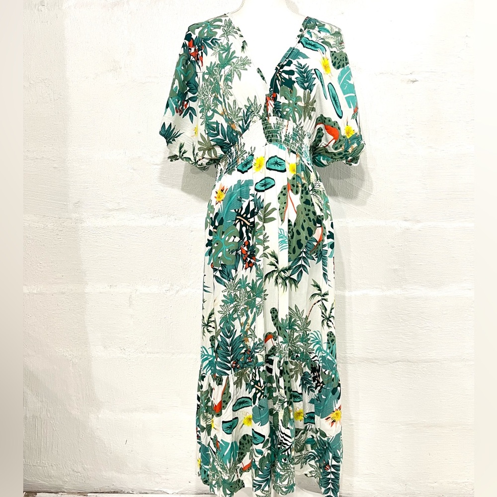 BLUE ISLAND FLORAL MAXI DRESS